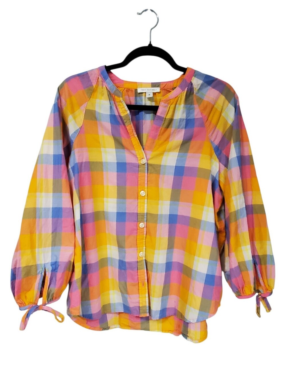 Free Assembly Plaid Cotton Shirt Size Medium Casual Fall Button Down